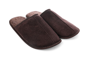 Pair of soft slippers isolated on white