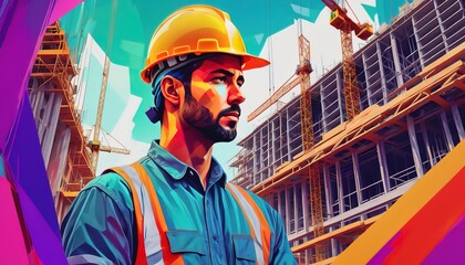 Builder's day. a construction worker at a construction site. a man at a construction site