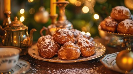 Fototapeta na wymiar The Oliebol a quintessential Dutch treat is exclusively whipped up during the festive period spanning from Christmas to New Year s