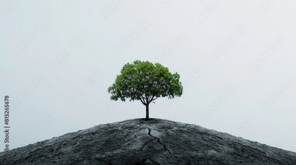 Poster on world environment day showcase a lone tree set against a minimalist backdrop serving as a strikin