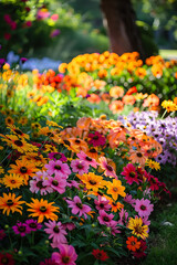 Obraz premium photo of an enchanting garden blooming with colorful flowers