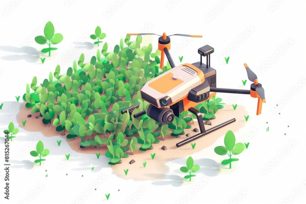 Aufkleber efficient unmanned drone spraying supports pesticide application in agriculture, visualized through 