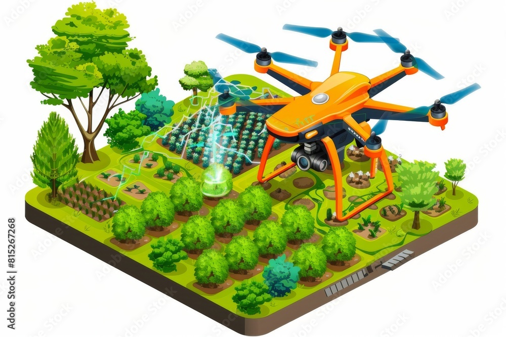 Poster advanced sensor technology in agricultural fields supports innovative farming techniques, optimizing