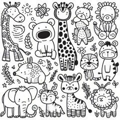 Children's Creativity: Coloring Activity with Zoo Animals Theme