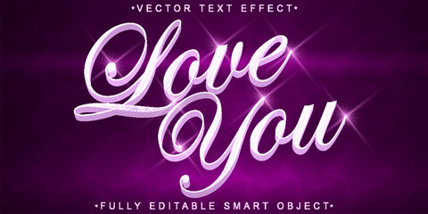 Pink Shiny Love You Vector Fully Editable Smart Object Text Effect