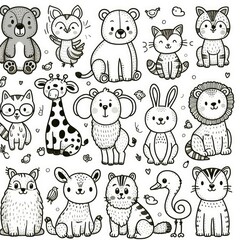 Children's Creativity: Coloring Activity with Zoo Animals Theme