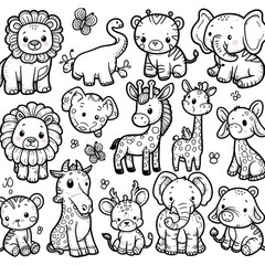 Children's Creativity: Coloring Activity with Zoo Animals Theme