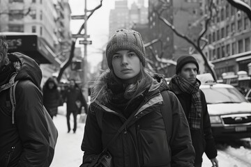 Young woman on the street in New York.