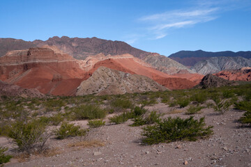 Geology. Red sierra. The sandstone and rocky mountains in the valley.