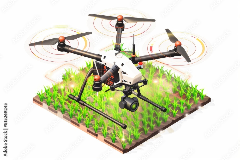 Poster advanced remote sensing technology integrates with smart farming tech, utilizing drone and 5g capabi