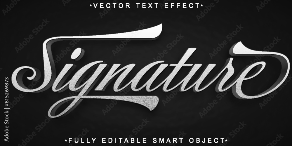 Poster handwritten gray signature vector fully editable smart object text effect