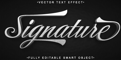 Handwritten Gray Signature Vector Fully Editable Smart Object Text Effect