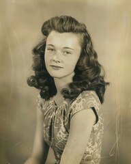 Elegant woman with stylish hairdo vintage portrait