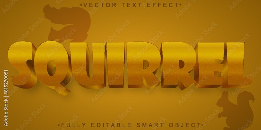 Aufkleber brown squirrel cartoon vector fully editable smart object text effect