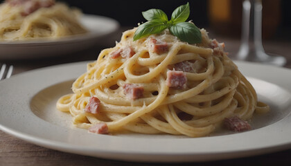 delicious carbonara pasta on a plate