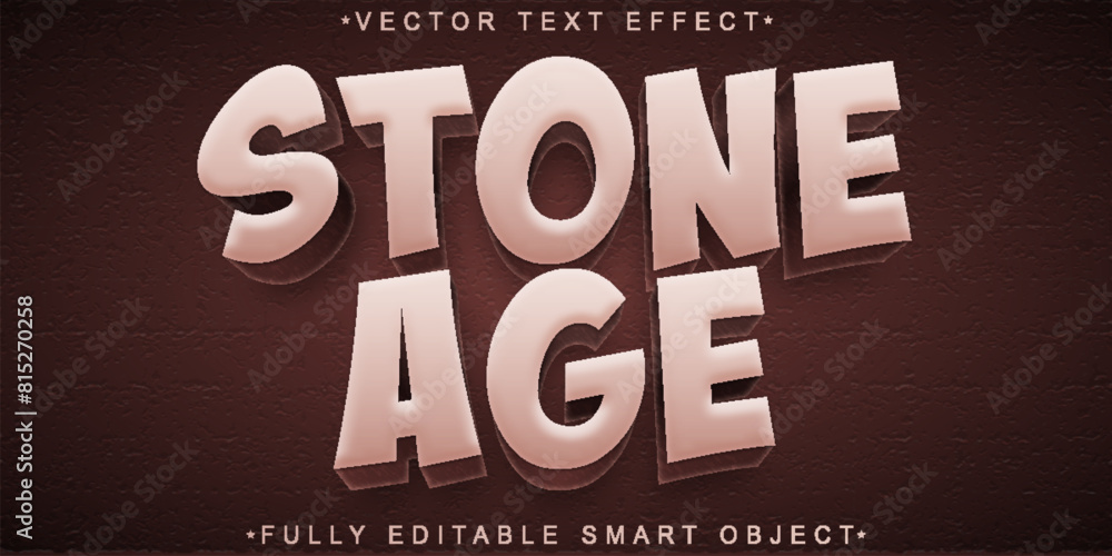Poster cartoon stone age vector fully editable smart object text effect
