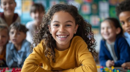 Happy joyful laugh and playful kids. At School with friends