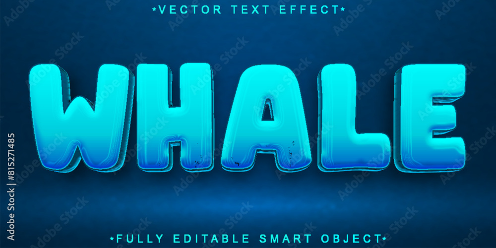 Poster blue big whale vector fully editable smart object text effect