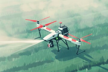 Advanced farm monitoring by industry drones facilitates efficient agricultural applications, integrating smart technology and precision watering for sustainable farm management