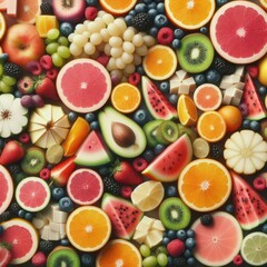 Snapshot of Fresh Fruit Slices: Nature's Colorful Aromas