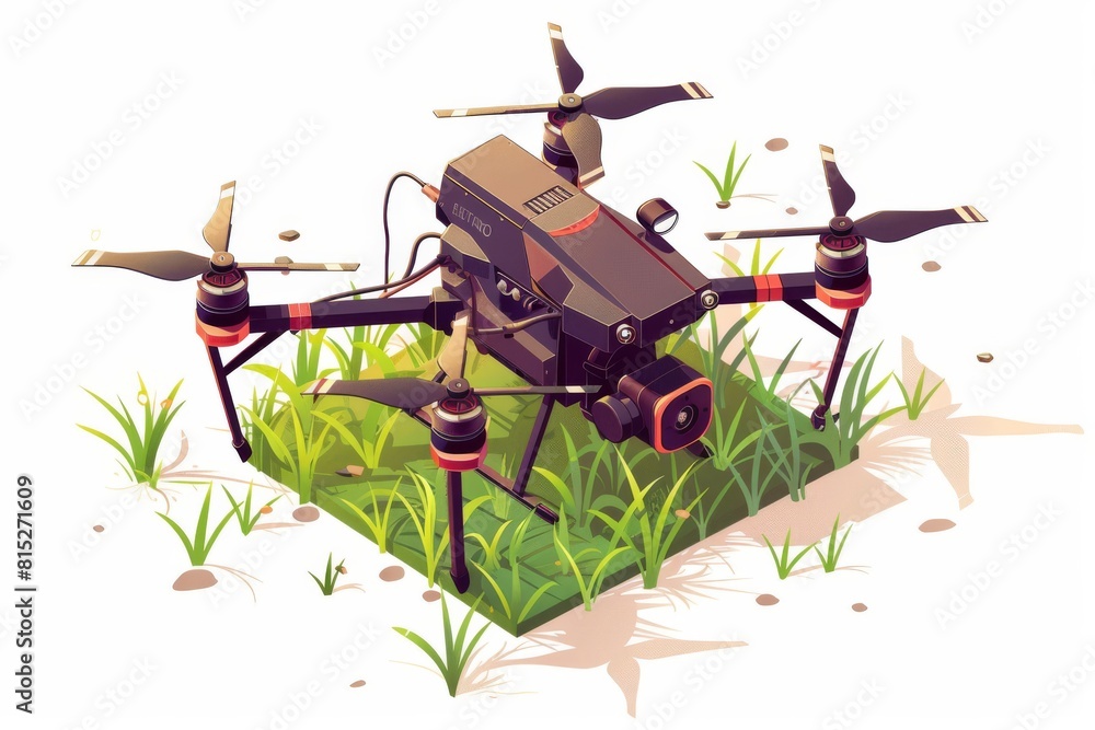 Poster advanced vector graphics enhance drone operations in desert farming, focusing on pest management and