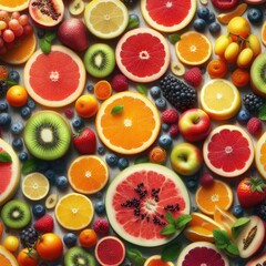 Snapshot of Fresh Fruit Slices: Nature's Colorful Aromas