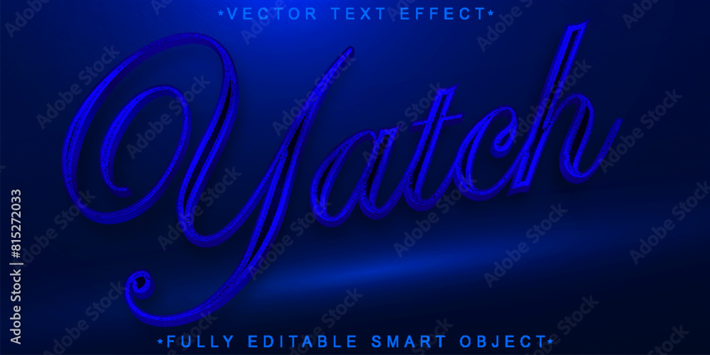 Poster luxury blue yatch shiny vector fully editable smart object text effect