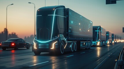 Futuristic Fleet of Electric Driverless Trucks for Autonomous Delivery in the Logistics Industry