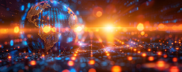 Obraz premium Digital world globe, a global network