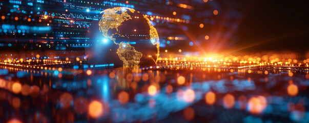 Obraz premium Digital world globe, a global network