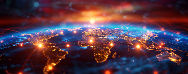 Digital world globe, a global network