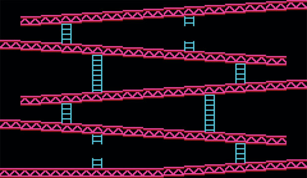 Landscape background arcade game pixelated monkey 80s