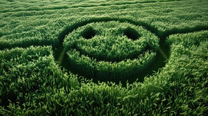 Smiley logo in the lush green wheat field