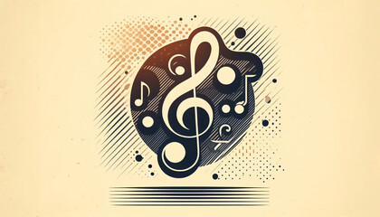 Music illustration digital vectors art, melody rhythm harmony notes composition Wallpaper 4K Background Generative AI