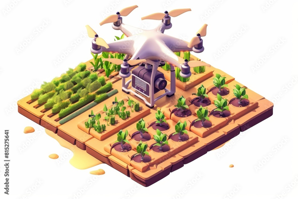 Poster drone technology in advanced farming supports robotic operations and smart fertilization, using aeri