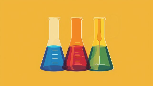 recommend clip art: Conical flask flat design, side view, flask theme, water color, Triadic Color Scheme
