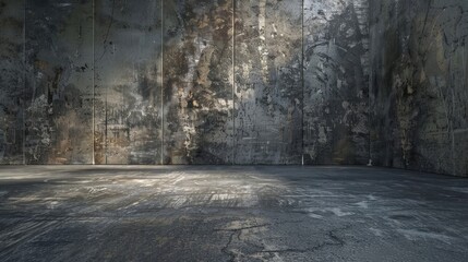 empty concrete room with light and shadow on the wall. dark silver and bronze. garage scene...