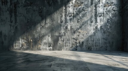 empty concrete room with light and shadow on the wall. dark silver and bronze. garage scene realistic - Powered by Adobe