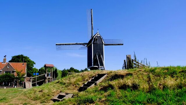 Windmill in the fortified city of Brielle, Netherlands.