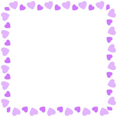 Hand drawn hearts border and frame on white background