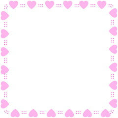 Hand drawn hearts border and frame on white background