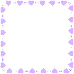 Hand drawn hearts border and frame on white background