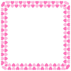 Hand drawn hearts border and frame on white background