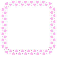 Hand drawn hearts border and frame on white background