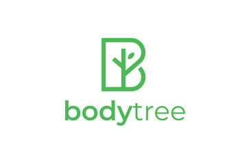 Letter B with tree logo design template