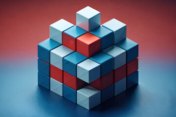 Obraz premium Optical illusion cubes in contrasting colors.