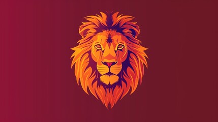 Lion head flat design, front view, lion theme, animation, Tetradic color scheme