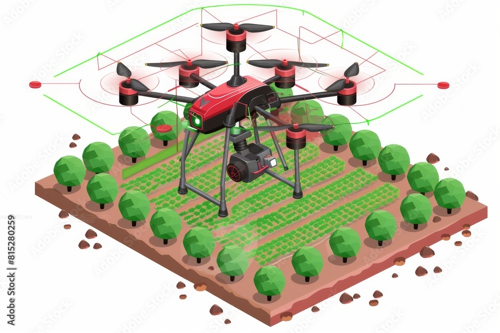Poster unmanned aerial vehicle operations employ high tech vectors in advanced farming practices, integrati