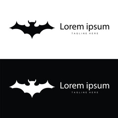 Simple black silhouette design bat logo illustration of a nighttime animal with a minimalist concept