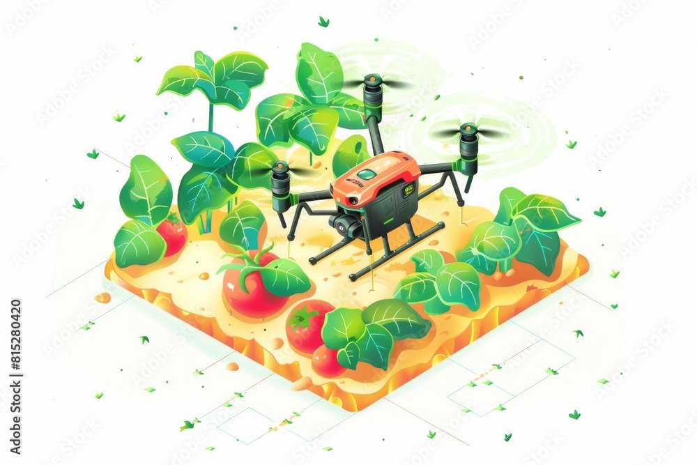 Poster advanced agricultural fields benefit from unmanned aerial vehicle technology, employing smart drones